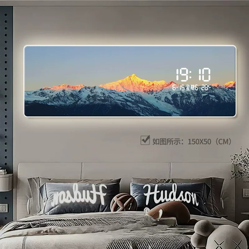 Lighting Home Decor Wall Clocks - 日付付きスタイリッシュな時計、ライト付きリビングルーム時計、家の装飾、LEDデジタル壁掛け時計、大型壁掛け電子時計