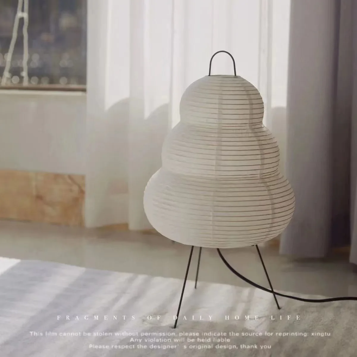Floor Lamp Tripod - 日本のわびさび三脚フロアランプ手作りライスペーパー 3 照明モードリビングルーム寝室研究アカリ風家の装飾