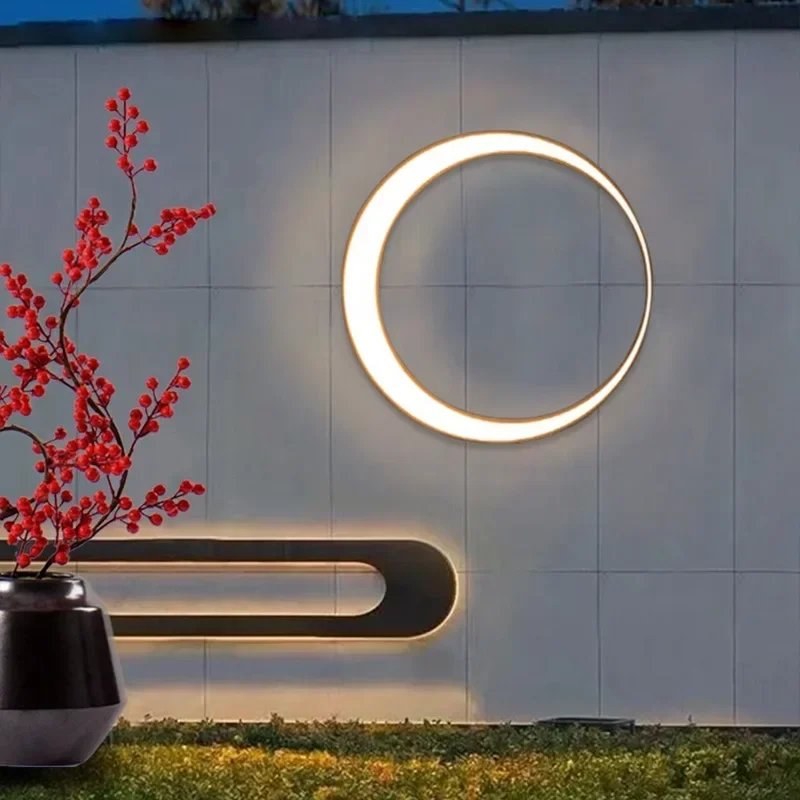 Lighting Decoration On Wall - 現代の屋外防水ムーンウォールランプヴィラエントランステラスガーデン中庭寝室アート LED ライト家の装飾照明