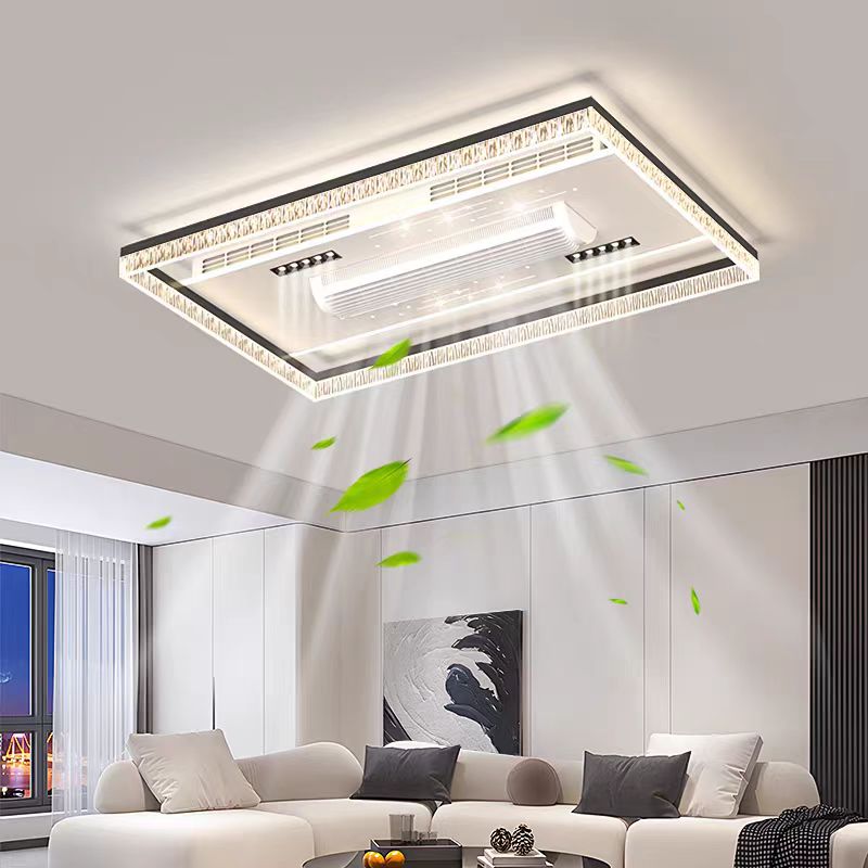 Decor Lighting Ceiling Fans - 新しい目に見えないブレードレスファンライト高級ハイエンドリビングルームシーリングライトミニマリストファンランプ家の装飾照明器具