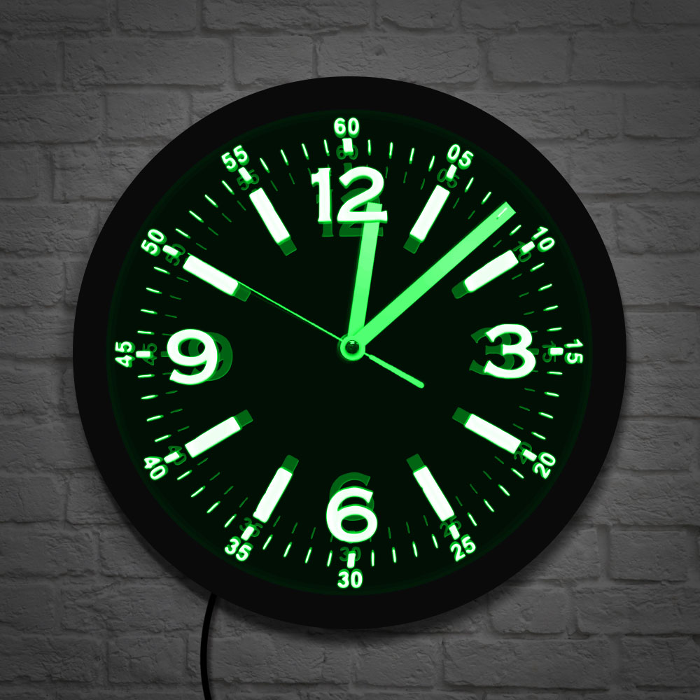 Lighting Home Decor Wall Clocks - Ledネオンウォールクロック,モダンなデザイン,大きな数字,寝室用のティックレス,家の装飾,暗闇で光る