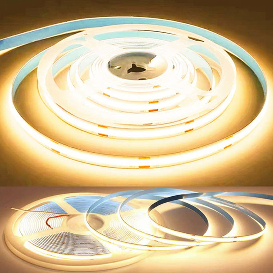 Lighting Decor And More - 調光可能な穂軸LEDストリップライト,室内装飾ライト,高密度,柔軟,ネオンカラー,フォブランプ,寝室装飾,320ダイオード,DC 12V, 24V, 10m