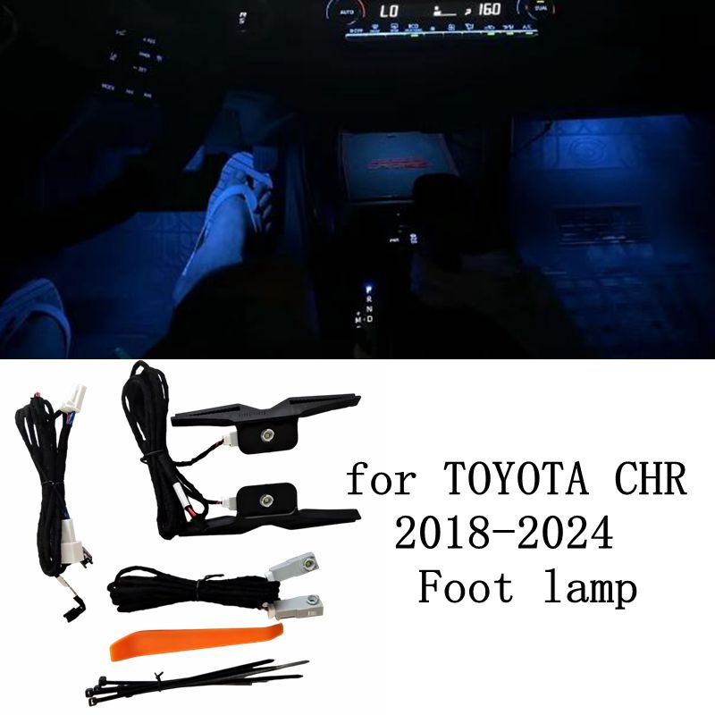Lighting Decor Inc - タイプb LEDフットライト (トヨタC-HR 2018-2024用) 、装飾的な周囲光、特別な雰囲気ランプ、アイスブルー、4個
