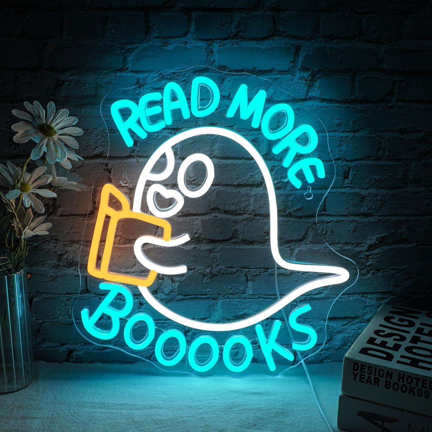Lighting Decor And More - 「ブック」のネオンサイン。USB接続で調光可能なLEDライト。読書、教室、図書館、書斎、壁掛けアート、装飾、ギフトに最適。