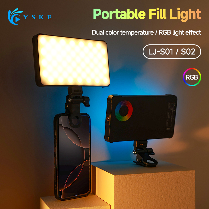 Lighting Gallery - RGB LEDビデオライト、ストレートポケット撮影用照明クリップ（スマホ、iPhone、iPad、ノートパソコン、カメラ対応） - Vlog、ライブ配信用