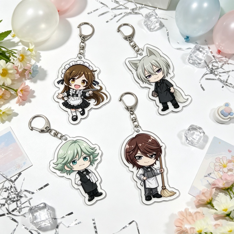 Decor Lighting Phone Number - 4個入り、神様アニメキス、6cmアクリル製キーチェーン、バッグ用ペンダント、ナナミ・モモゾノ／トモエ、携帯電話用チェーン、キーホルダー。