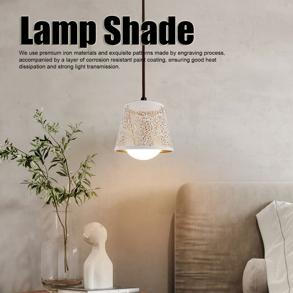 Geometric Lamp Shade - シンプルな鉄製ランプシェード 幾何学模様 中型シャンデリアランプシェード 小型ランプシェード テーブルランプ