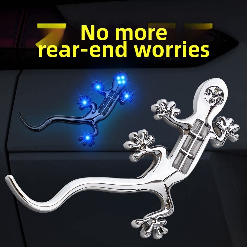 Gecko Lighting & Decor - 車とバイク用ソーラーLED衝突防止警告灯ユニバーサルゲッコ装飾カーステッカー