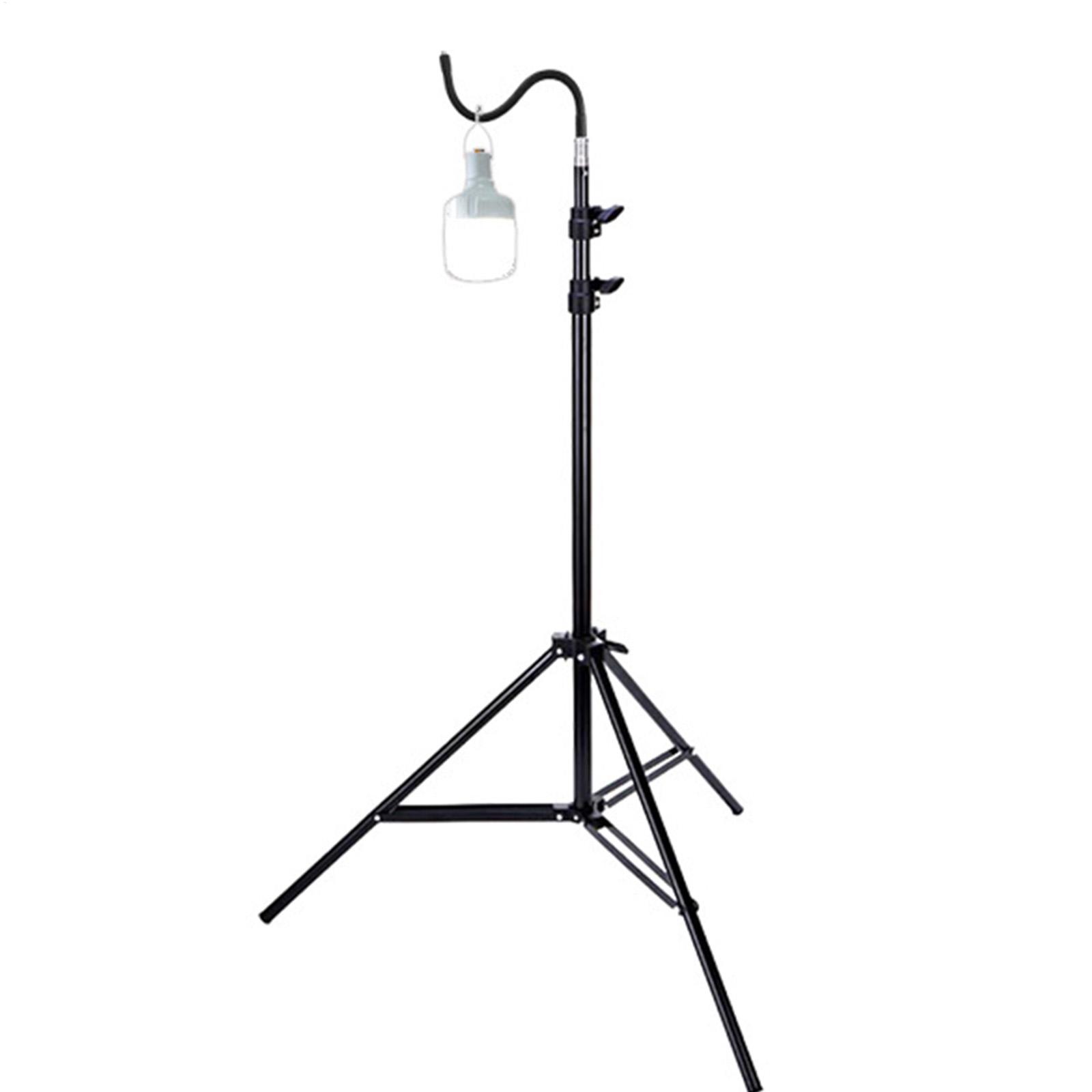 Floor Lamp Tripod - 2m キャンプライトスタンド 折りたたみ式伸縮三脚 調節可能 軽量アルミ製 フロアランプホルダー