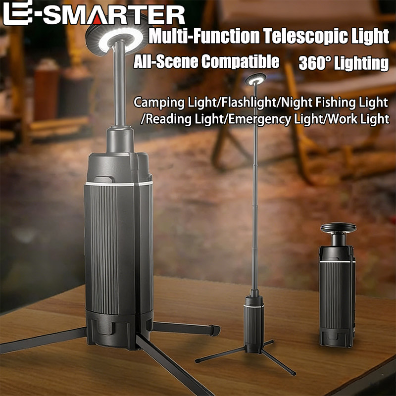 Floor Lamp Tripod - ポータブル伸縮式LEDワークライト、USB充電式、キャンプランタン、屋外、バーベキュー、フィッシングテント、三脚付き緊急ランプ、2000lm