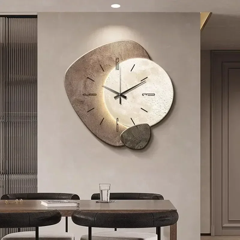 Lighting Decoration On Wall - 2025年モダンライトデザイン時計 ミニマリズム壁掛け時計 スタイリッシュな大型リビングルーム 機械式静音装飾 寝室用