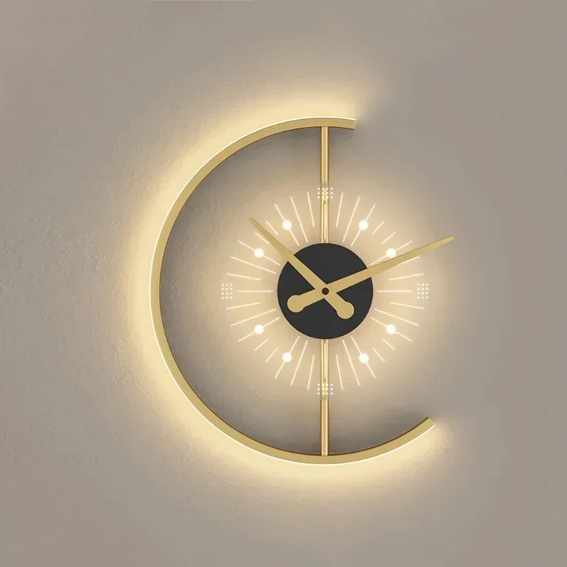 Lighting Home Decor Wall Clocks - モダンなLEDウォールランプ時計付きブラケットライト、寝室、ベッドサイド、リビング、ダイニングルーム、通路、ポーチ、廊下、家の装飾照明器具