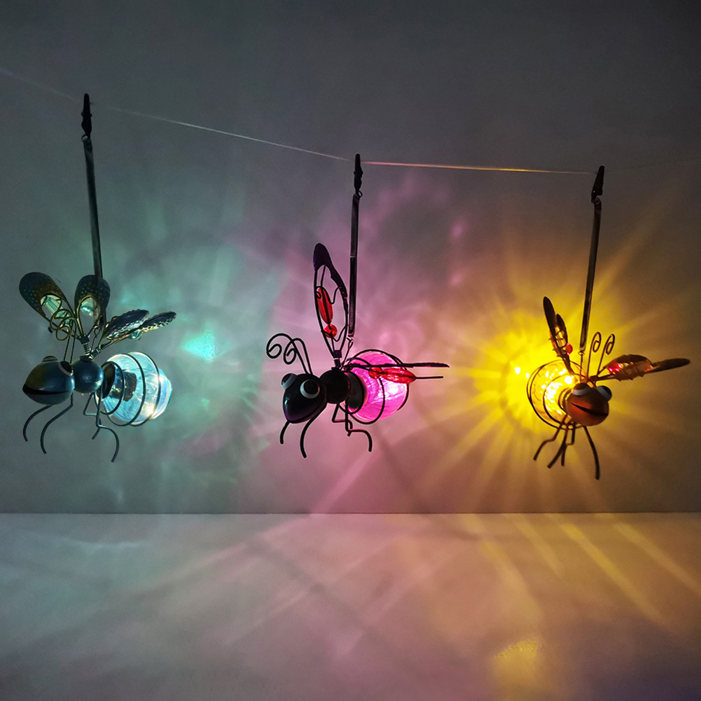太陽光発電ハンギングミツバチライトメタルハンギング飛行昆虫ラ - Lighting Bug Decor のレビューと価格