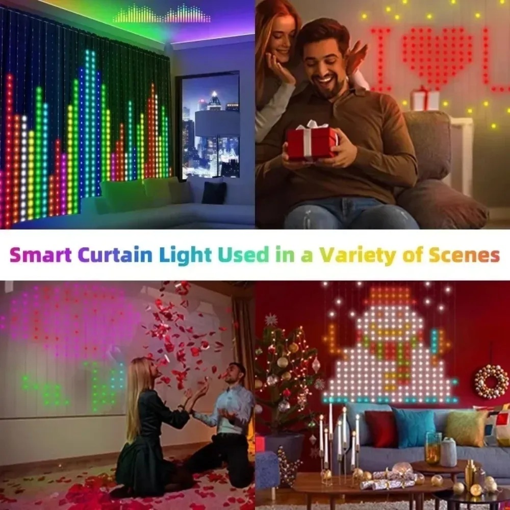 屋外用LEDピクセルカーテンライト ブルートゥースアプリ ス - Fairy Light Curtain のレビューと価格