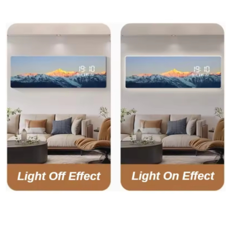 日付付きスタイリッシュな時計、ライト付きリビングルーム時計、 - Lighting Home Decor Wall Clocks のレビューと価格