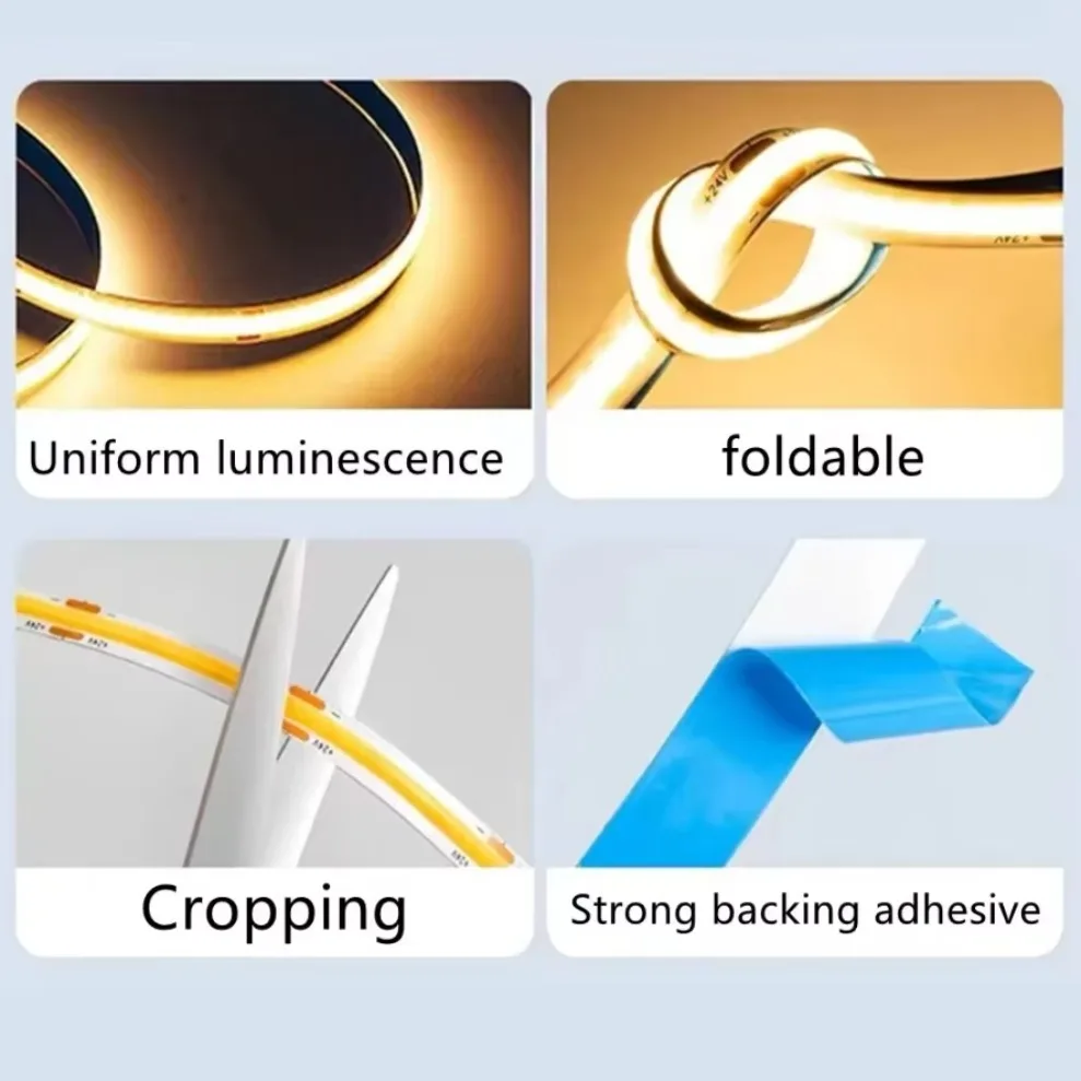 8mm COB LEDストリップライト、DC12V/24V、 - Lighting Decor And More のレビューと価格
