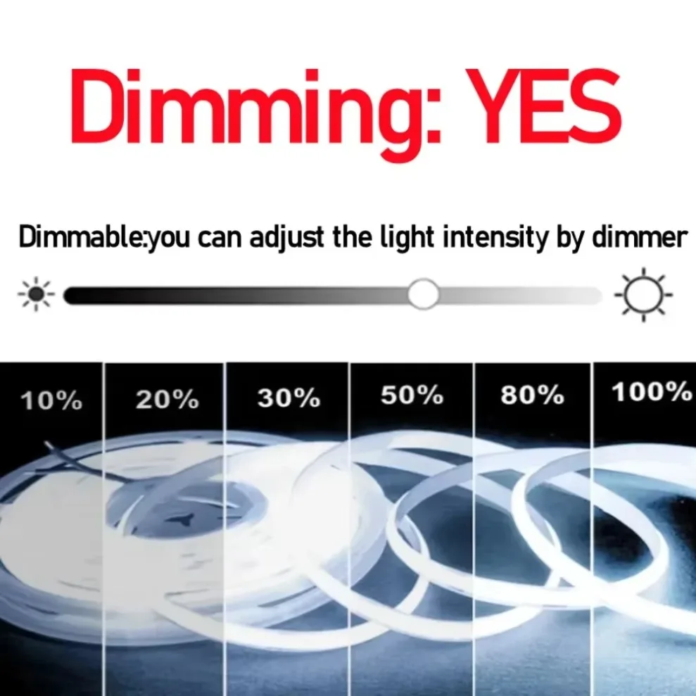 8mm COB LEDストリップライト、DC12V/24V、 - Lighting Decor And More のレビューと価格
