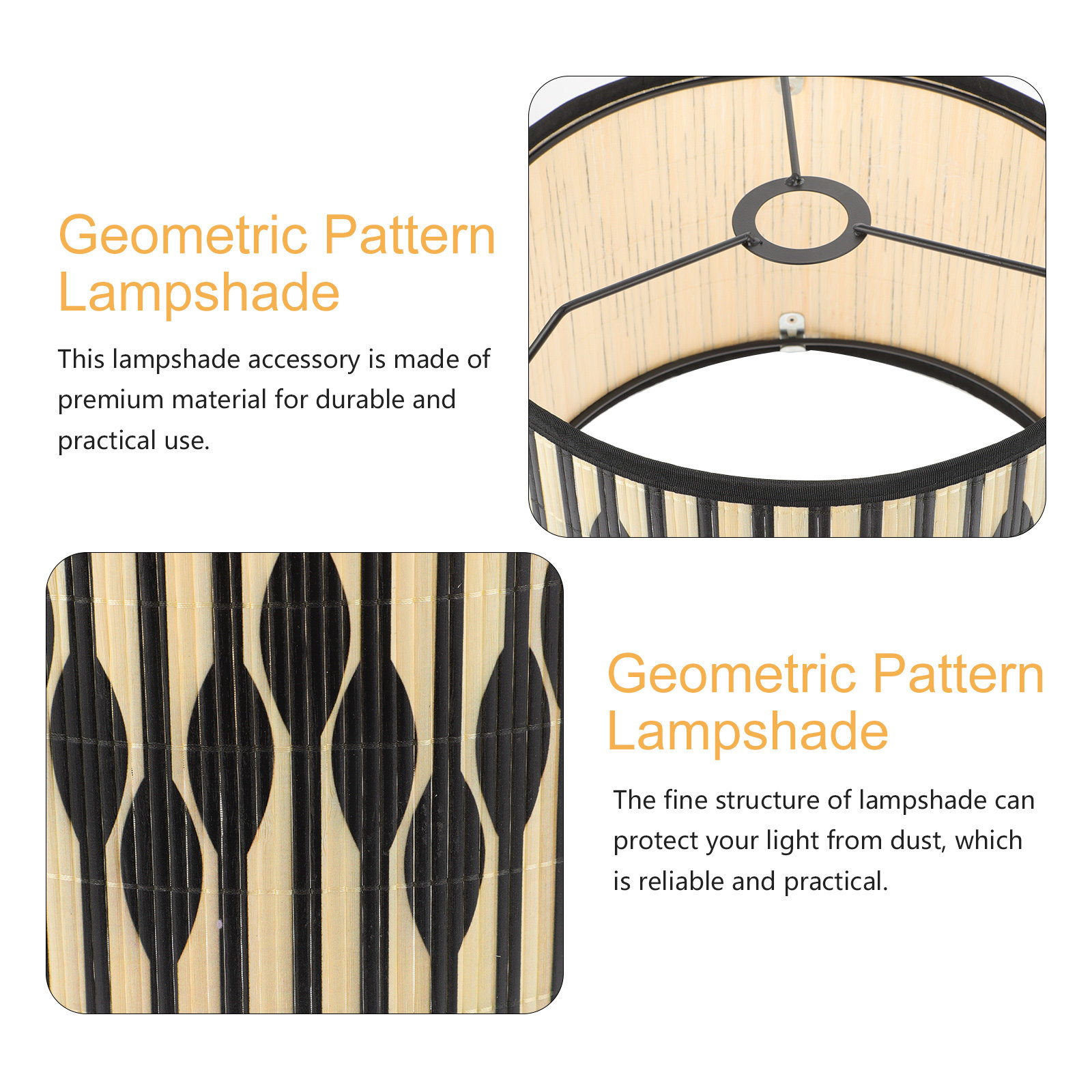 竹製のランプシェード。幾何学模様が施され、上品でシンプルなデ - Geometric Lamp Shade のレビューと価格