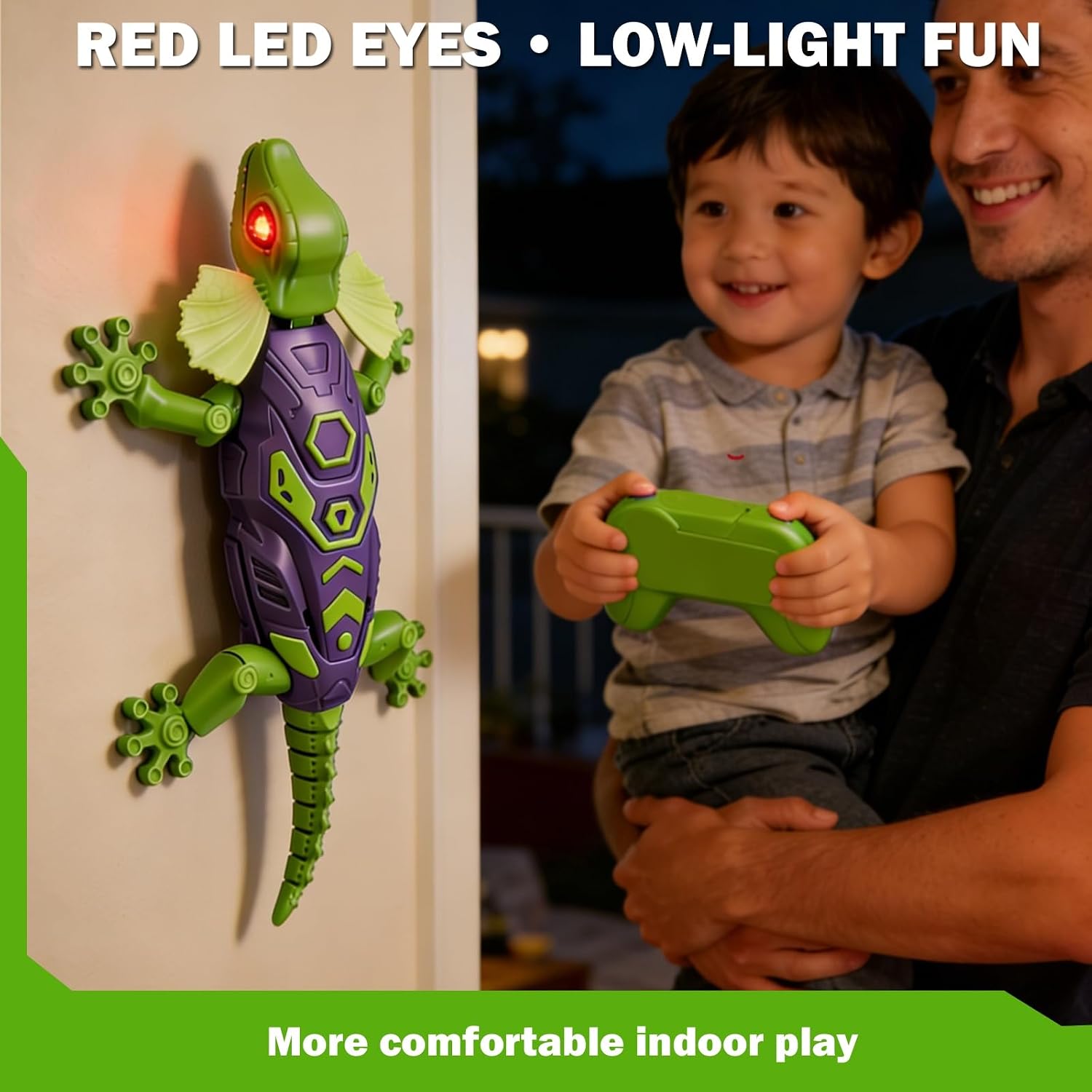 リモコン操作で壁を登るヤモリの模型。電動でLEDライトが点灯 - Gecko Lighting & Decor のレビューと価格