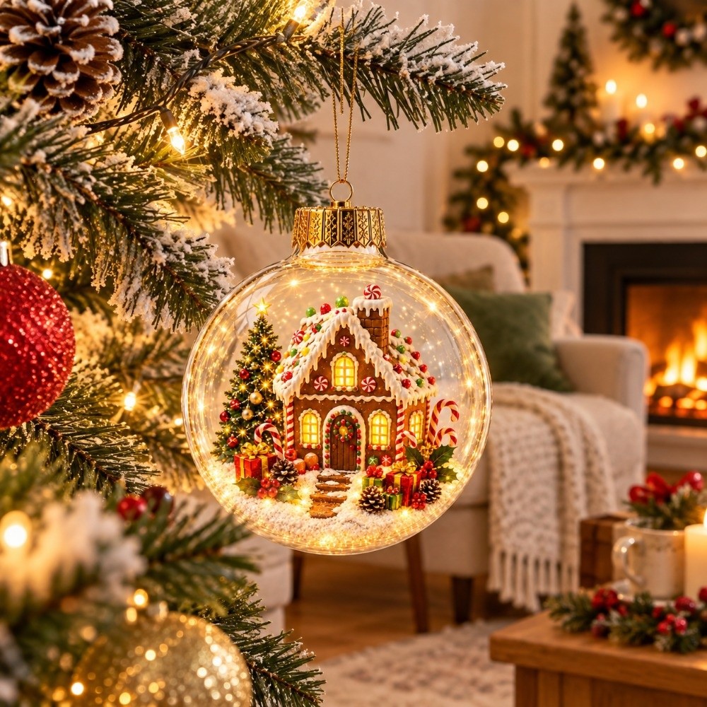 アクリル素材のクリスマスオーナメント。透明なデザインで、ライ - Pendant Lighting Christmas Decor のレビューと価格