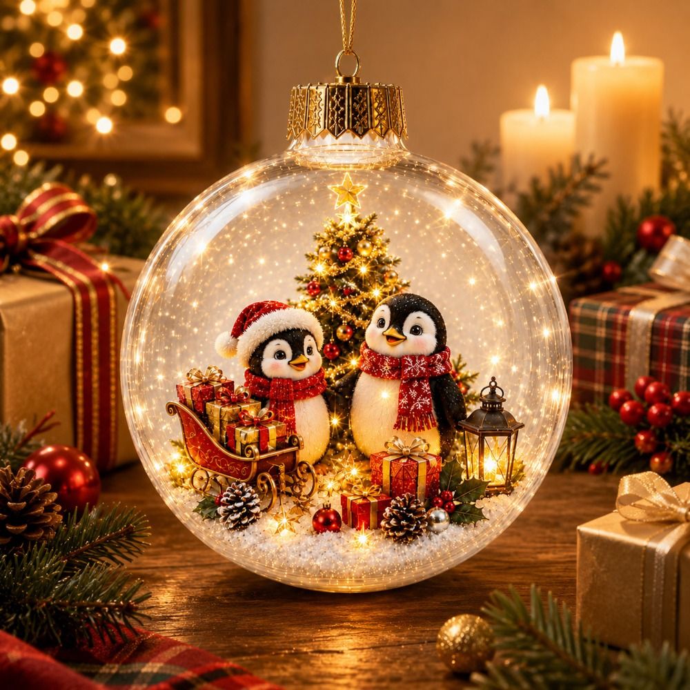 アクリル素材のクリスマスオーナメント。透明なデザインで、ライ - Pendant Lighting Christmas Decor のレビューと価格