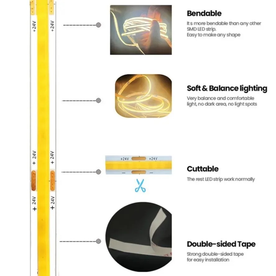 高密度穂軸LEDストリップライト,フレキシブルテープ,ウォー - Lighting Decor And More のレビューと価格