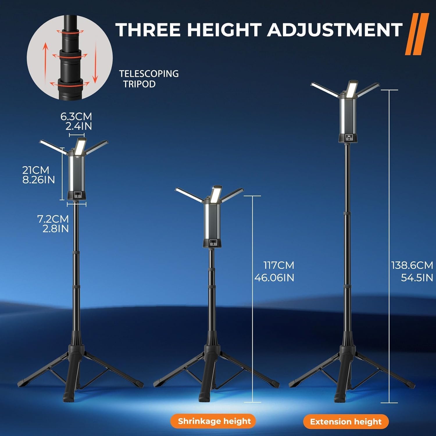 充電式作業灯、キャンプ用ライト、屋外用、LEDコードレス作業 - Floor Lamp Tripod のレビューと価格