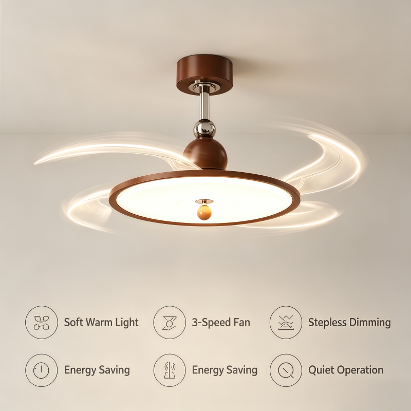 格納式ブレードファン天井照明ウォールナットカラー静音LEDフ - Lighting Decoration On Wall のレビューと価格