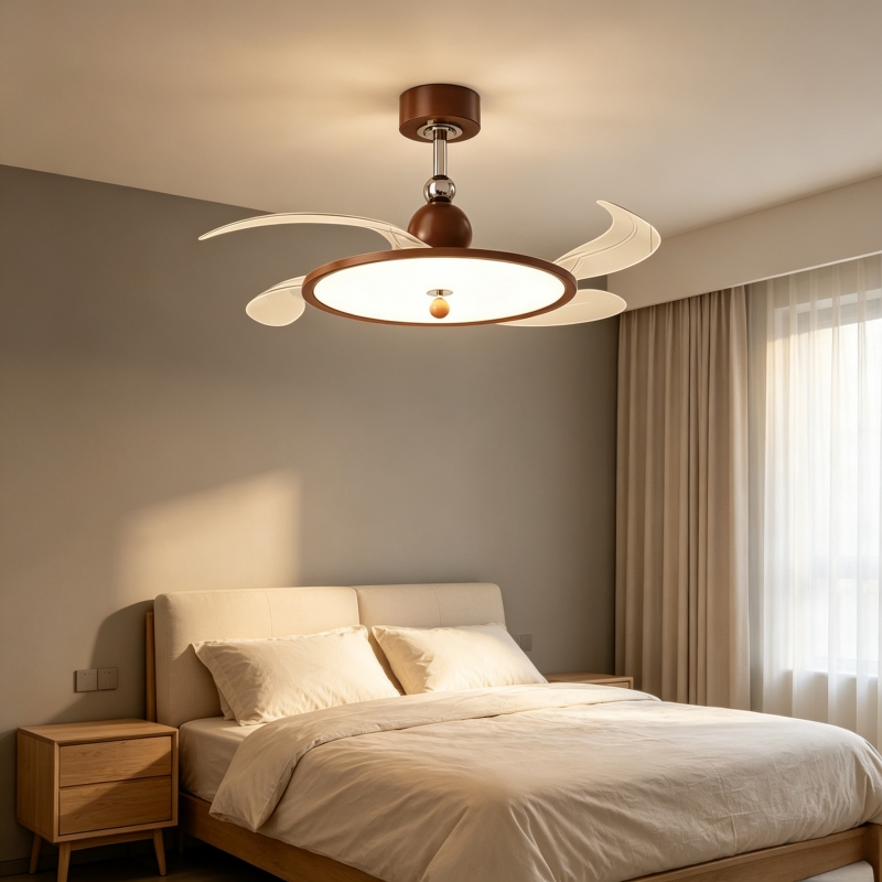 格納式ブレードファン天井照明ウォールナットカラー静音LEDフ - Lighting Decoration On Wall のレビューと価格