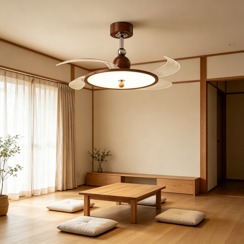 格納式ブレードファン天井照明ウォールナットカラー静音LEDフ - Lighting Decoration On Wall のレビューと価格