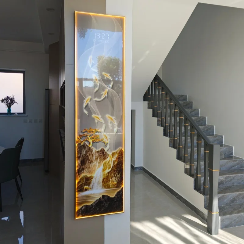 モダンな高級LED電子時計付き壁掛け絵画、リビングルーム、玄 - Lighting Home Decor Wall Clocks のレビューと価格