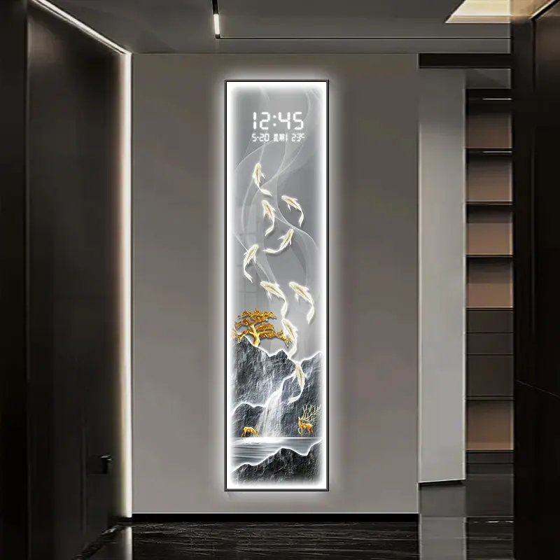 モダンな高級LED電子時計付き壁掛け絵画、リビングルーム、玄 - Lighting Home Decor Wall Clocks のレビューと価格