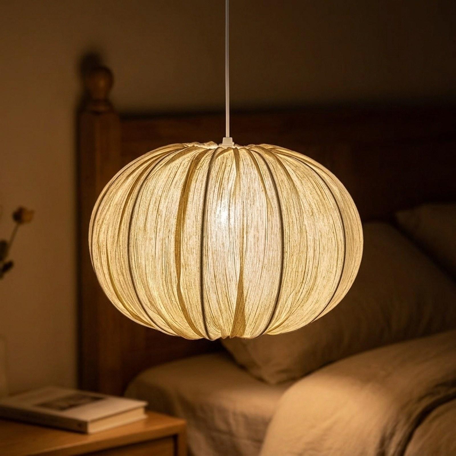 カボチャの形のペンダントライトシェード鉄布素朴な天井ランプシ - Geometric Lamp Shade のレビューと価格