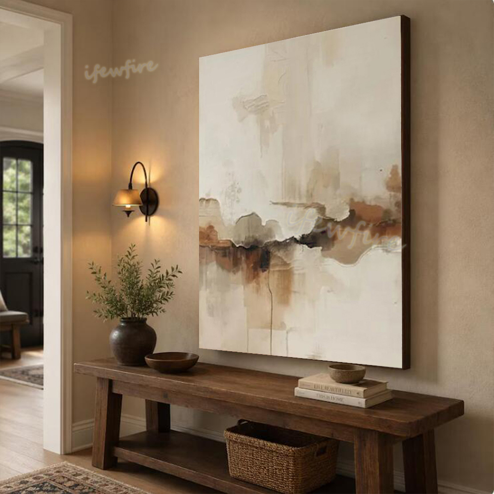 100%手作りのモダンな抽象油絵、キャンバスに描かれた温かみ - Lighting Decoration On Wall のレビューと価格