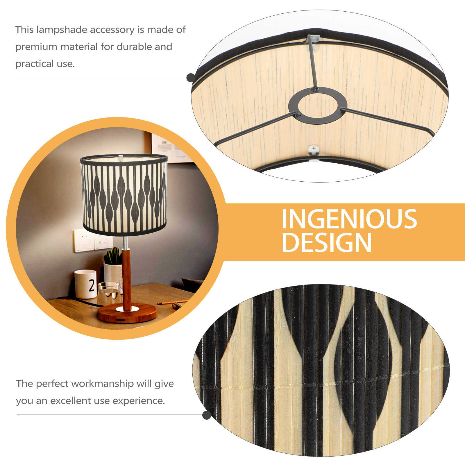 幾何学模様の竹製ランプシェード、装飾用ランプアクセサリー、照 - Geometric Lamp Shade のレビューと価格