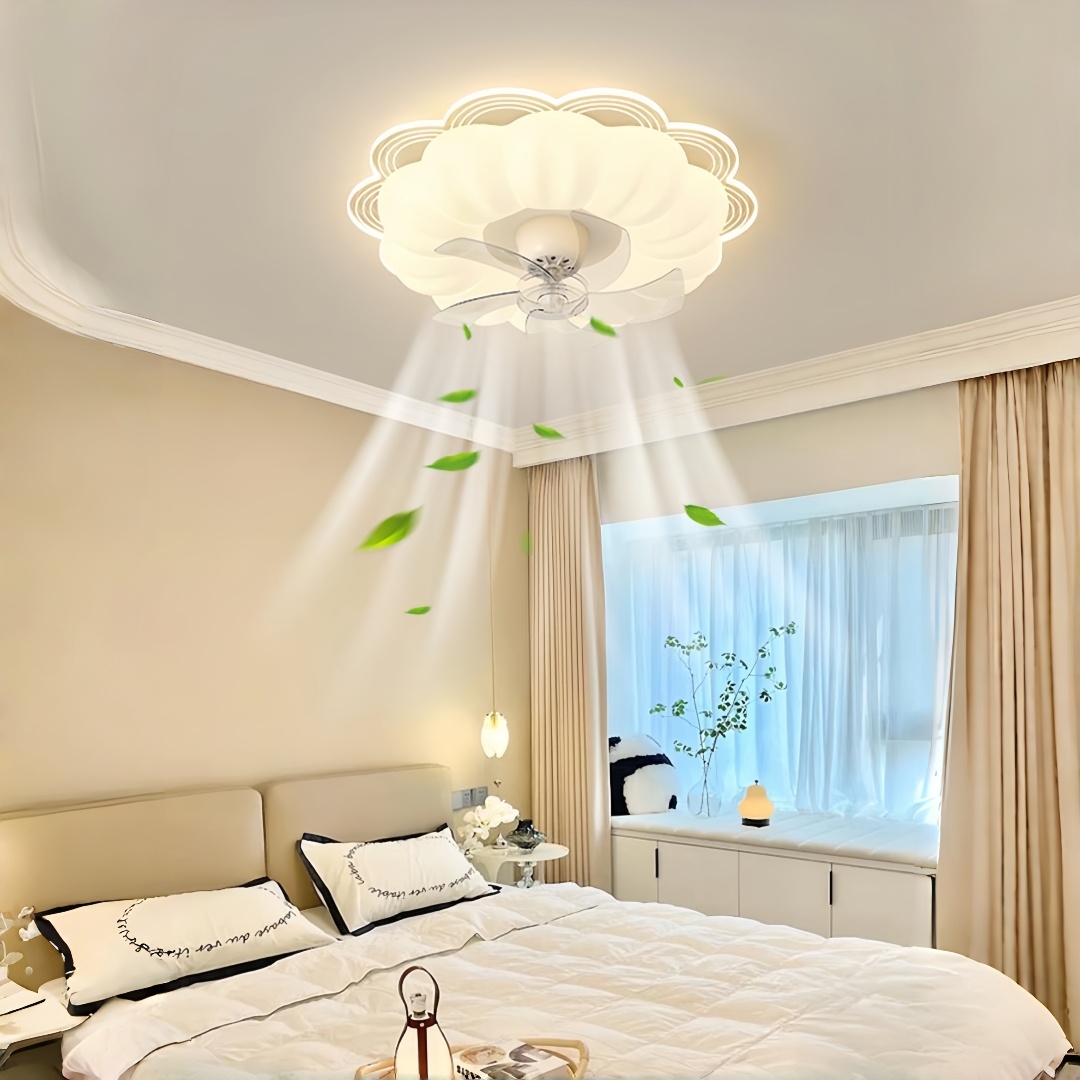 クリームスタイルの花の形をしたシーリングファンライト付き、リ - Decor Lighting Ceiling Fans のレビューと価格