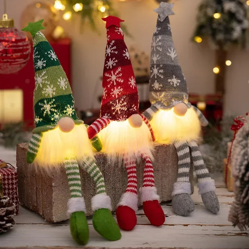 クリスマス顔のない人形ノームオーナメント LEDライトぬいぐ - Pendant Lighting Christmas Decor のレビューと価格