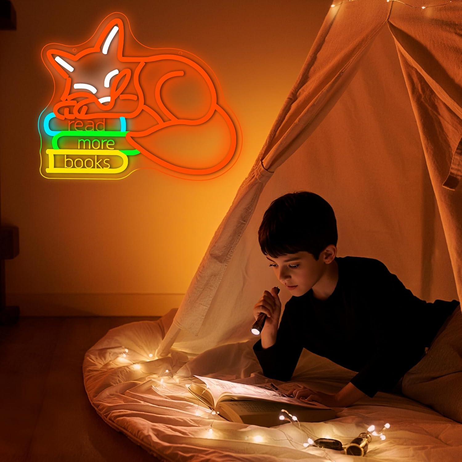 もっと読む本 ネオンサイン ルームデコレーション USB電源 - Lighting Decor And More のレビューと価格