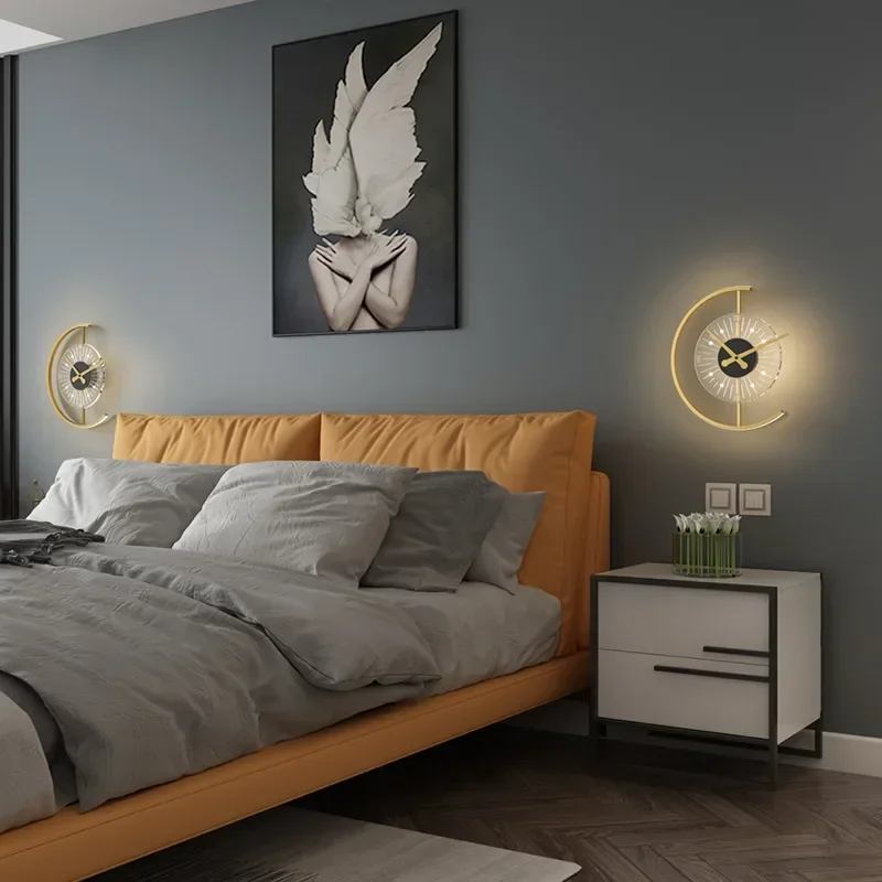 モダンなLED壁掛け時計ライト。寝室、ベッドサイド、リビング - Lighting Home Decor Wall Clocks のレビューと価格