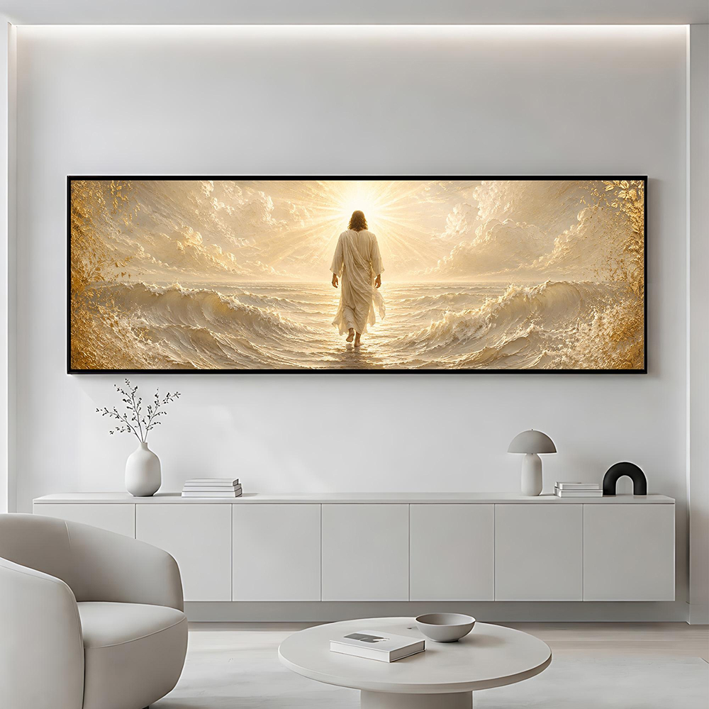 イエスが水の上を歩く絵画、キャンバスプリント、フレームなし、 - Lighting Decoration On Wall のレビューと価格