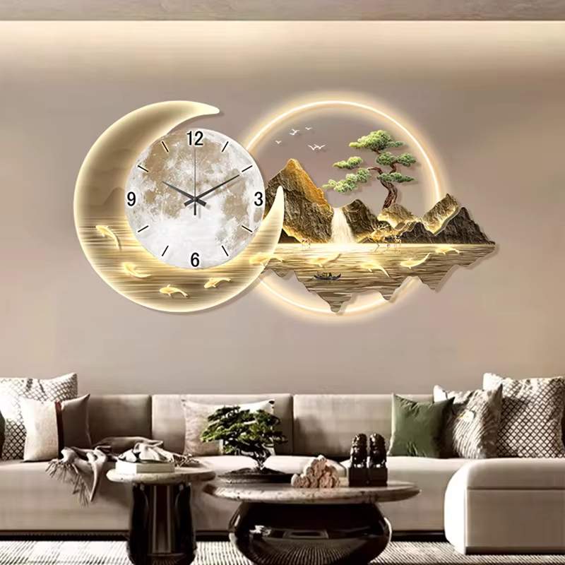 静かな中国風の壁掛け時計,高級ファッション,シンプルなレスト - Lighting Home Decor Wall Clocks のレビューと価格