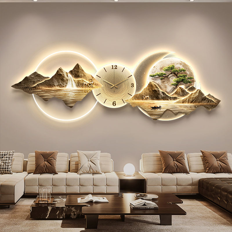 リビングルームの壁時計アート壁画高級大型美的モダン壁時計クリ - Lighting Home Decor Wall Clocks のレビューと価格