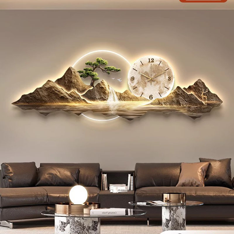 リビングルームの壁時計アート壁画高級大型美的モダン壁時計クリ - Lighting Home Decor Wall Clocks のレビューと価格