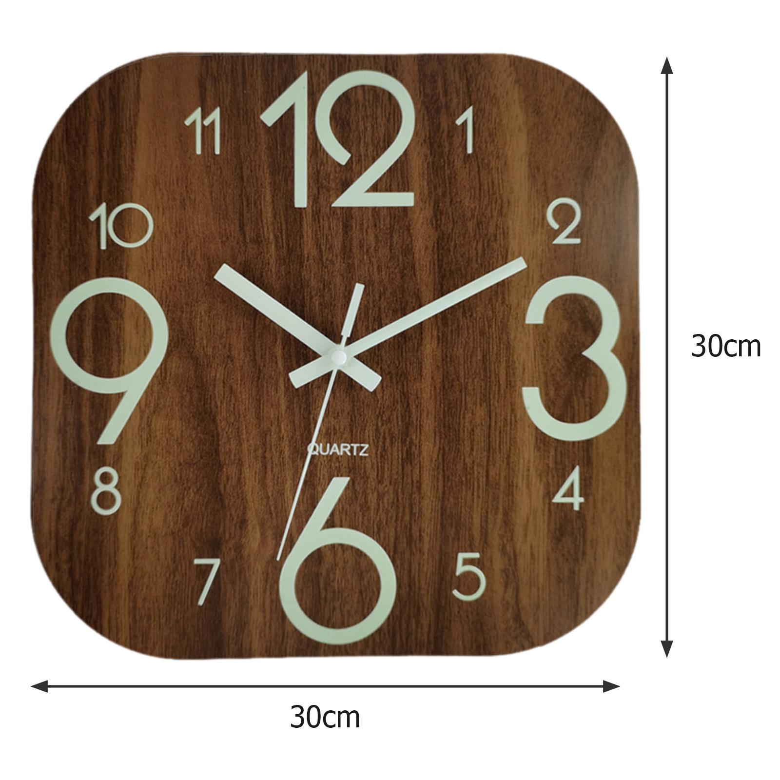 30cm正方形壁掛け時計、発光木製装飾、モダンナイトライト、 - Lighting Home Decor Wall Clocks のレビューと価格