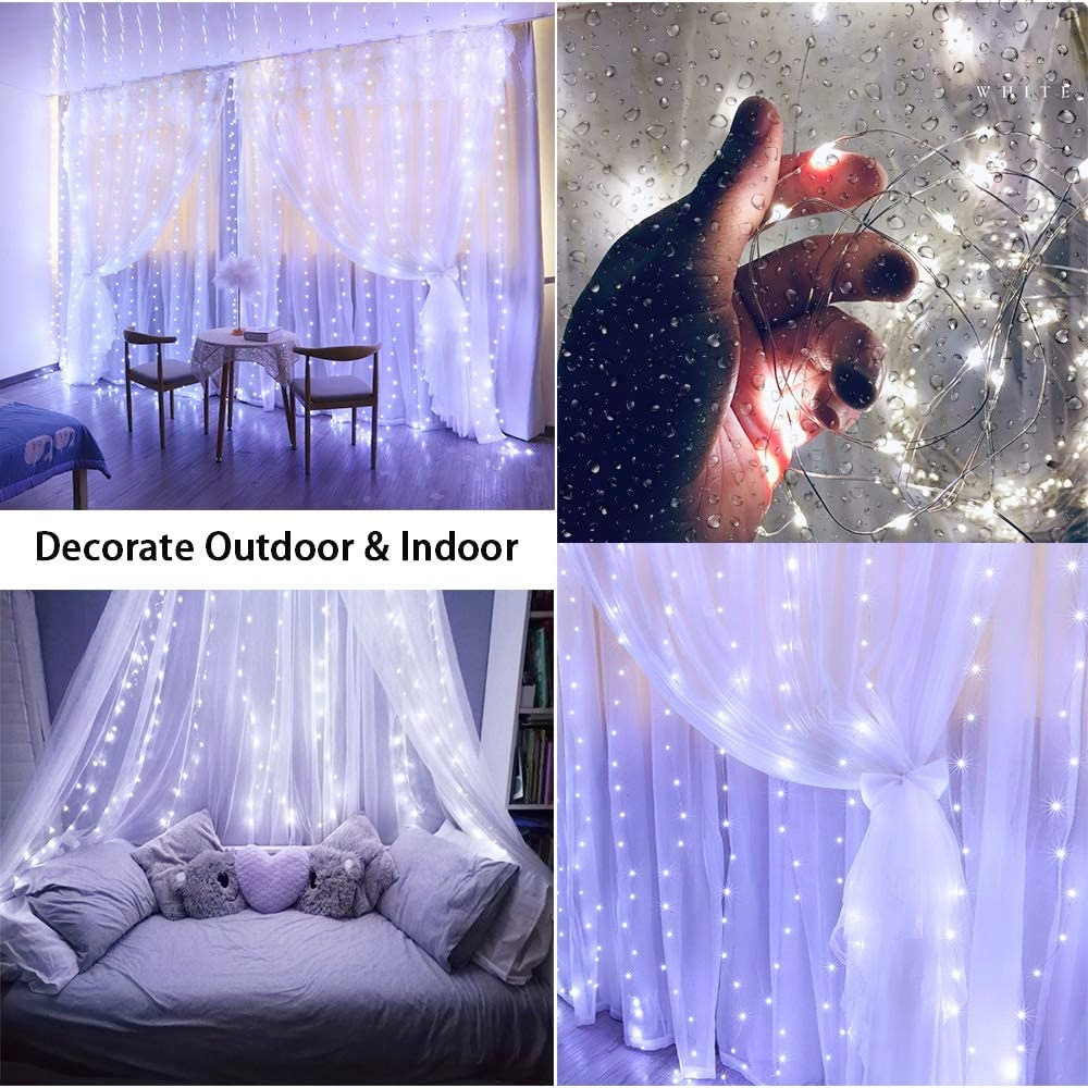 LEDカーテンライトガーランド,USB,窓の装飾,ワイヤー, - Fairy Light Curtain のレビューと価格