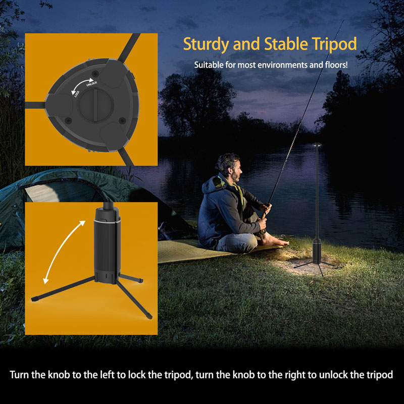 ポータブル伸縮式LEDワークライト、USB充電式、キャンプラ - Floor Lamp Tripod のレビューと価格