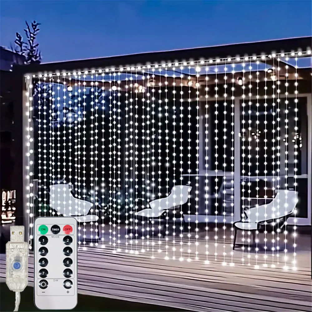 3/6M USB LED カーテン 8 モードリモコンライト - Fairy Light Curtain のレビューと価格