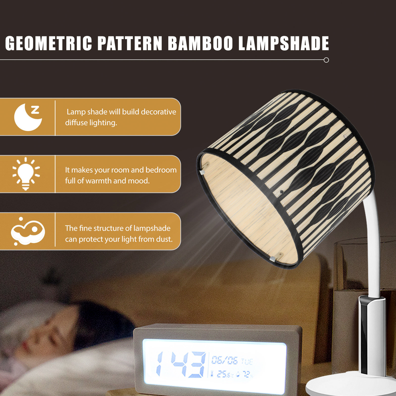 洗練された竹細工の幾何学模様のランプシェード。お部屋のインテ - Geometric Lamp Shade のレビューと価格