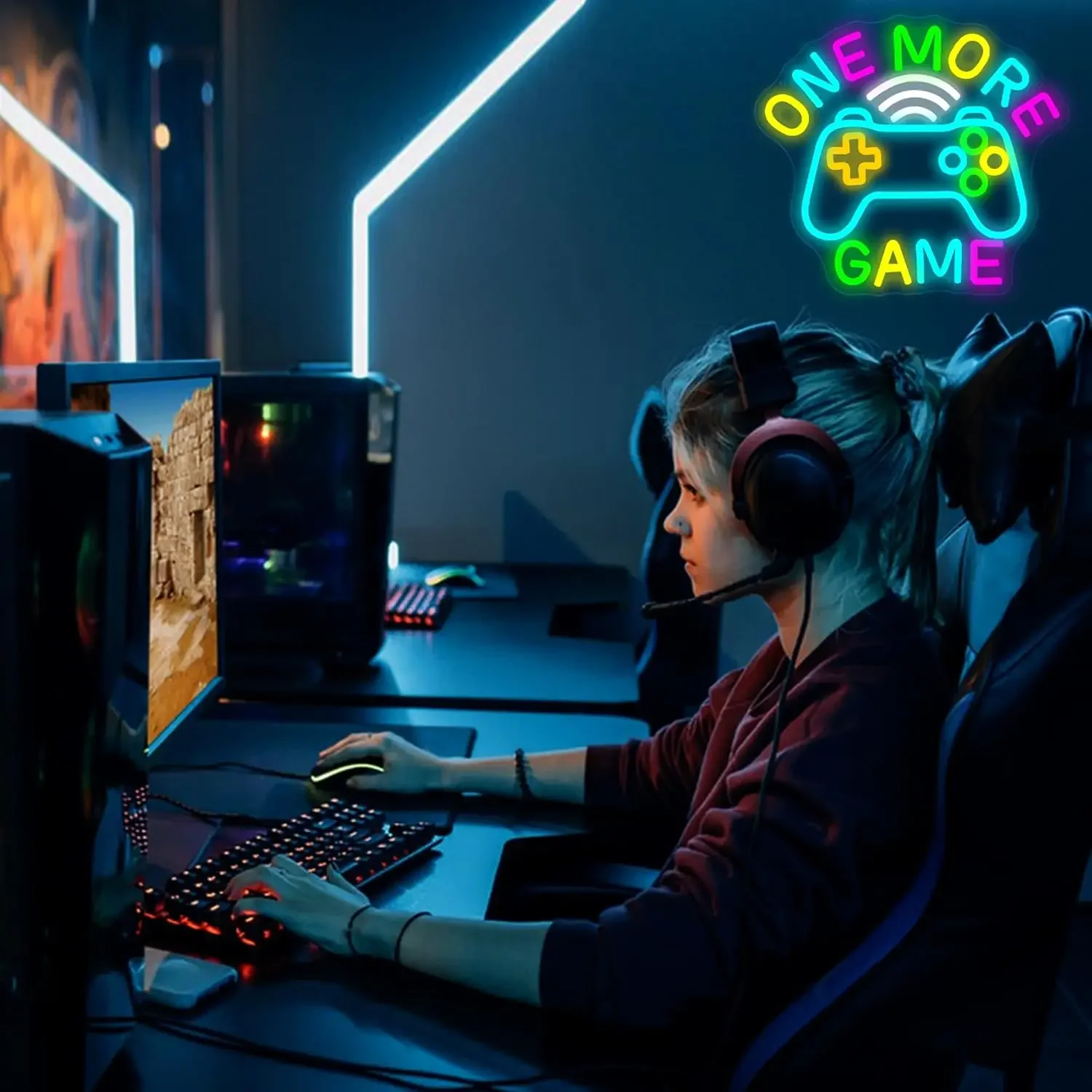 「One More Game」ネオンサイン、ゲームコントロー - Lighting Decor And More のレビューと価格