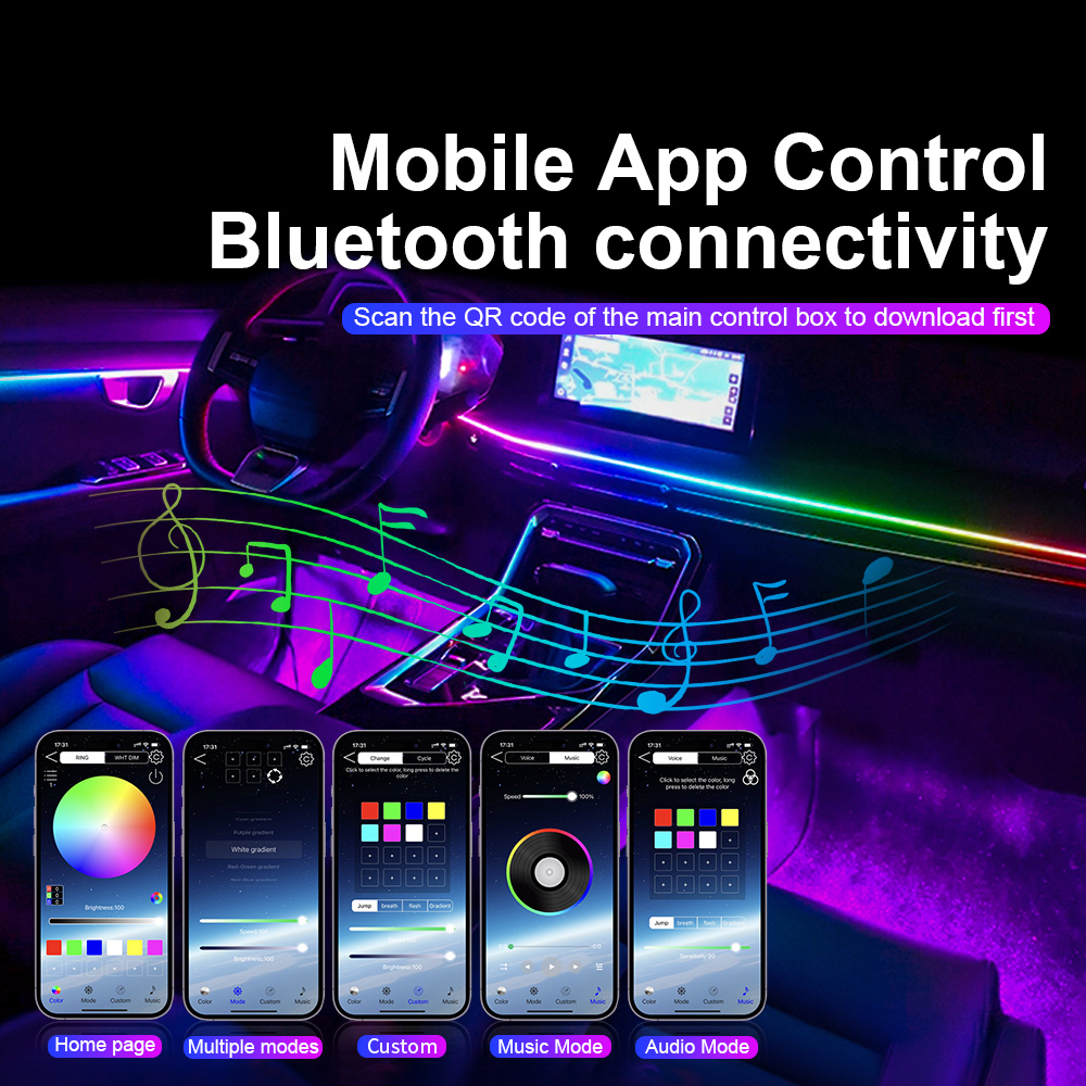 ユニバーサル Led 車のアンビエントライト RGB 64  - Lighting Interior Decor のレビューと価格